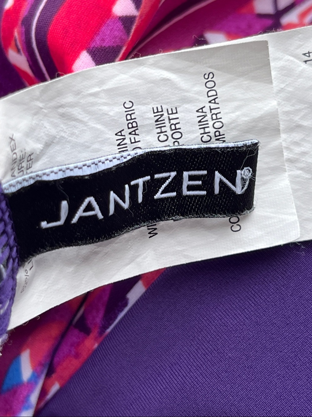 Jantzen geo-print ruched one-piece bathing suit M-L - Picture 5 of 10